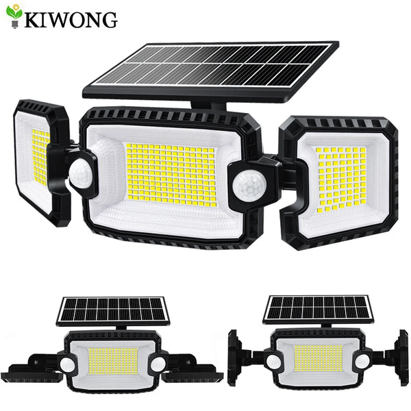 SecuSolar MaxView 167 Solar Sicherheitsstrahler 167 LEDs | 3 Schwenkbare Köpfe | Bewegungsmelder & 3 Leuchtmodi | IP65 Wasserdicht | 2200 Lumen