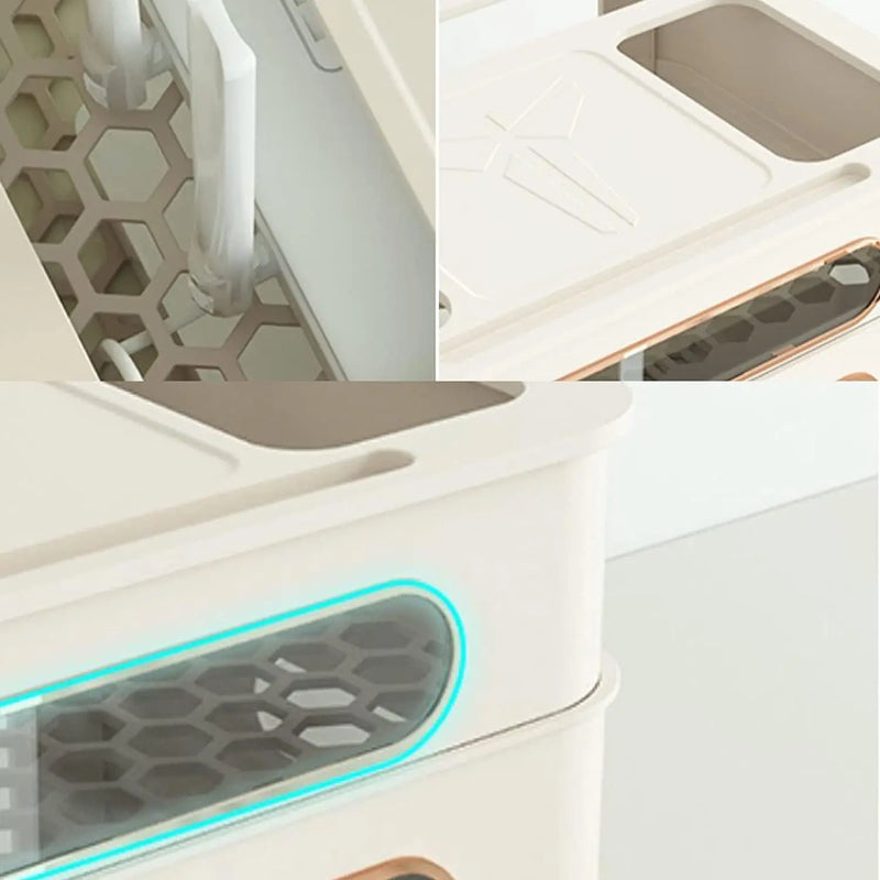 HideNet WLAN-Router Aufbewahrungsbox | Mit Kabelmanagement & Steckdosenfach | Transparent & abnehmbar | 1–4 Etagen wählbar