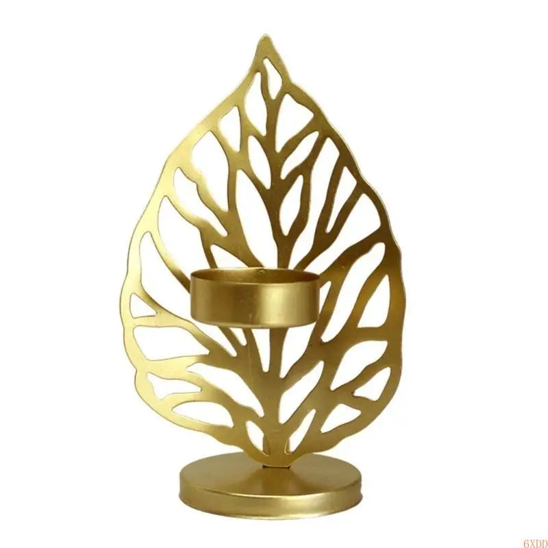 Leaféa Kerzenhalter | Blatt-Design | Metall Schwarz/Gold | 9,5×15 cm