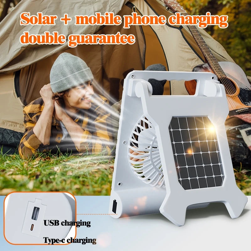 Solar Camping Ventilator | Faltbares Solarpanel | Powerbank & LED-Licht | Ultra-Leichtgewicht  Markenname: VenturioX