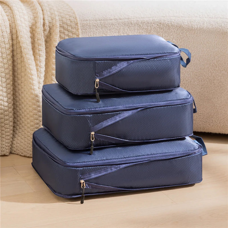 Reise-Organizer Set PackNest 3-in-1 | Komprimierbare & Wasserdichte Gepäcktaschen | Nylon Koffer-Organizer | Tragbar & Leicht