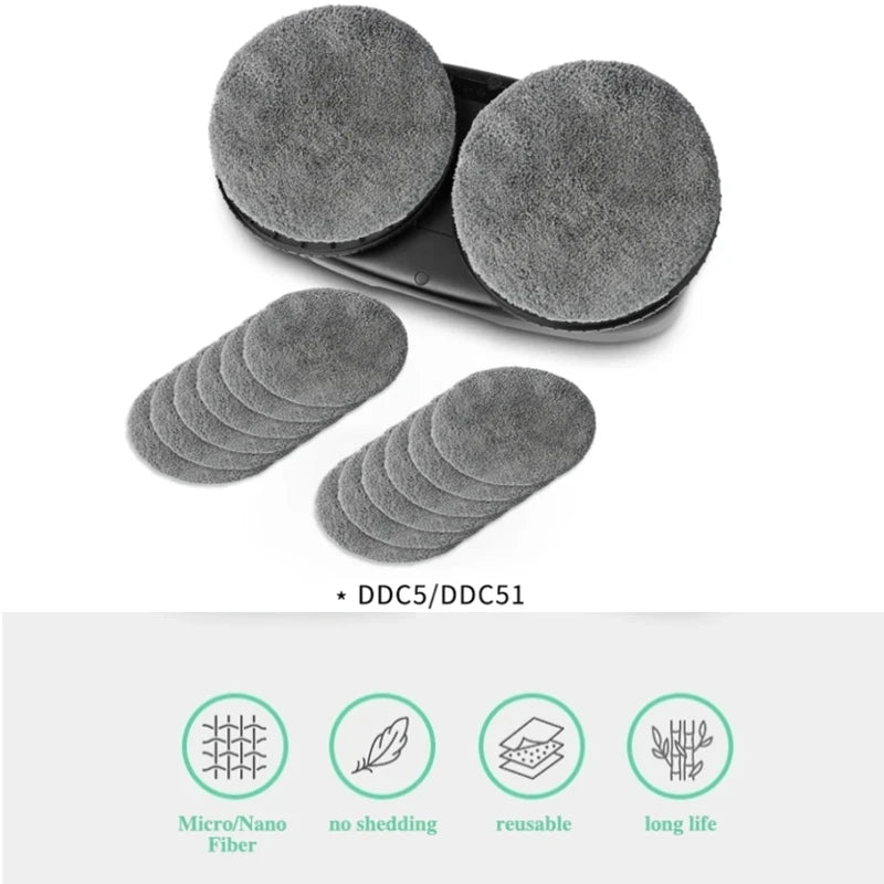 Ersatz-Mop-Pads GlassPurex | Waschbar & Wiederverwendbar | Kompatibel mit HUTT DDC5/DDC55 Fensterreiniger | Mikrofaser-Reinigungstücher