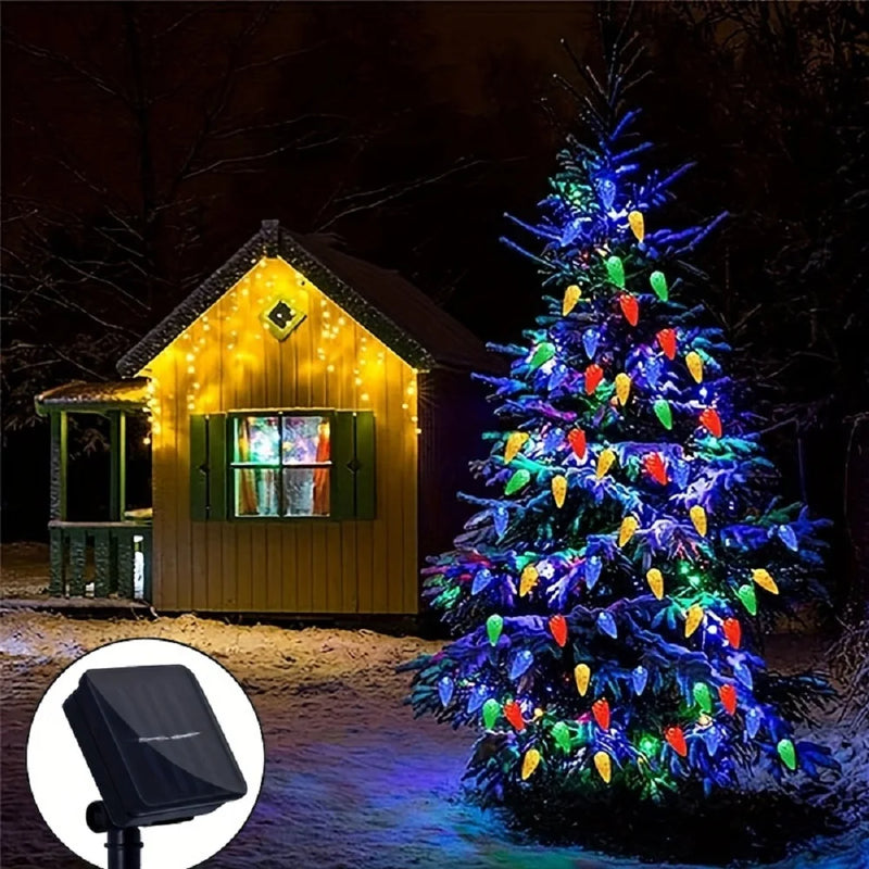 SunBerry Solar-Erdbeer-Lichterkette | 8 Leuchtmodi | Farbwechsel & Solarbetrieben | Für Garten, Balkon & Weihnachten