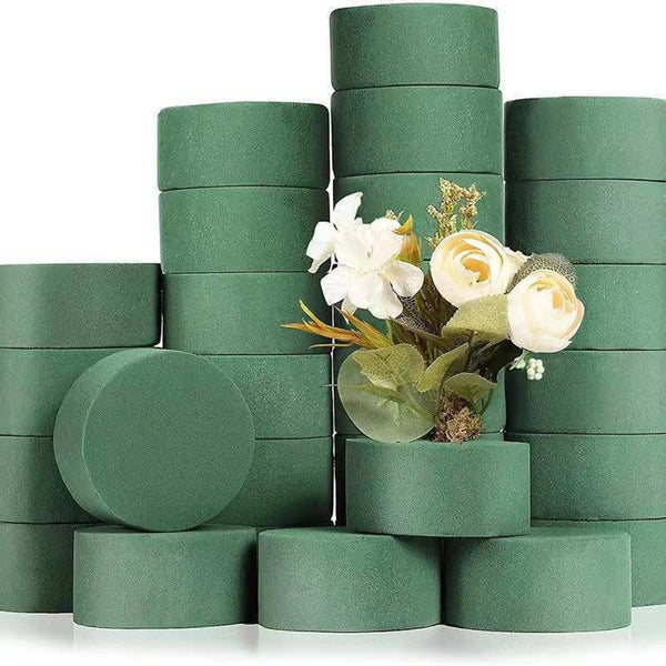 FLORACRAFT Trockensteckschaum Set | 10 Stück Runde Steckmasse | Für Kunstblumen & DIY-Gestecke – Grün