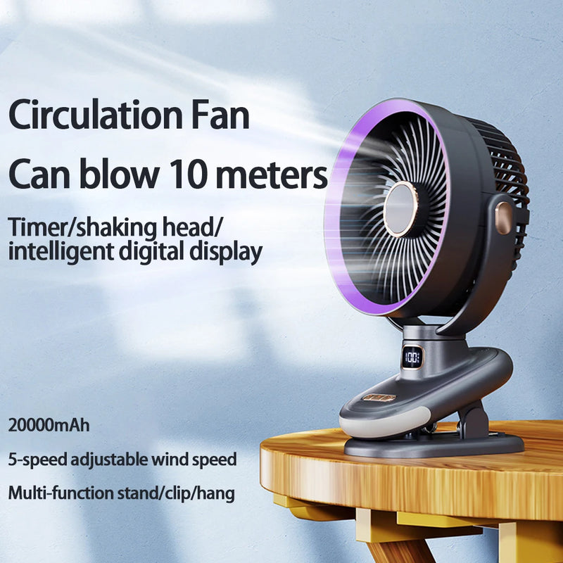 ClipVent Pro | Verstellbarer Clip-Ventilator | 5 Geschwindigkeiten | Digitalanzeige & Flüsterbetrieb