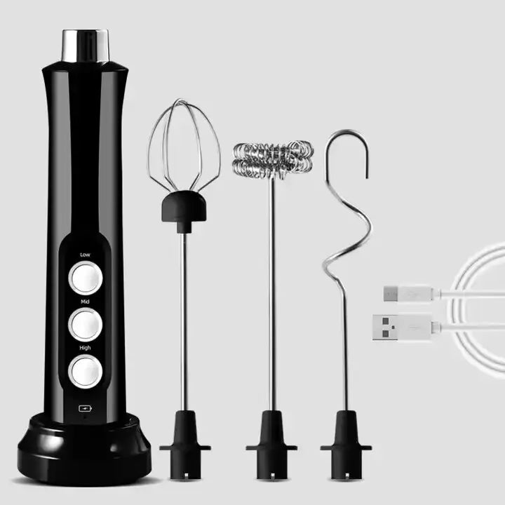 Foamix Milchaufschäumer Elektrisch | Kabellos & USB-Aufladbar | 3 Geschwindigkeiten | Für Latte, Cappuccino & Kakao