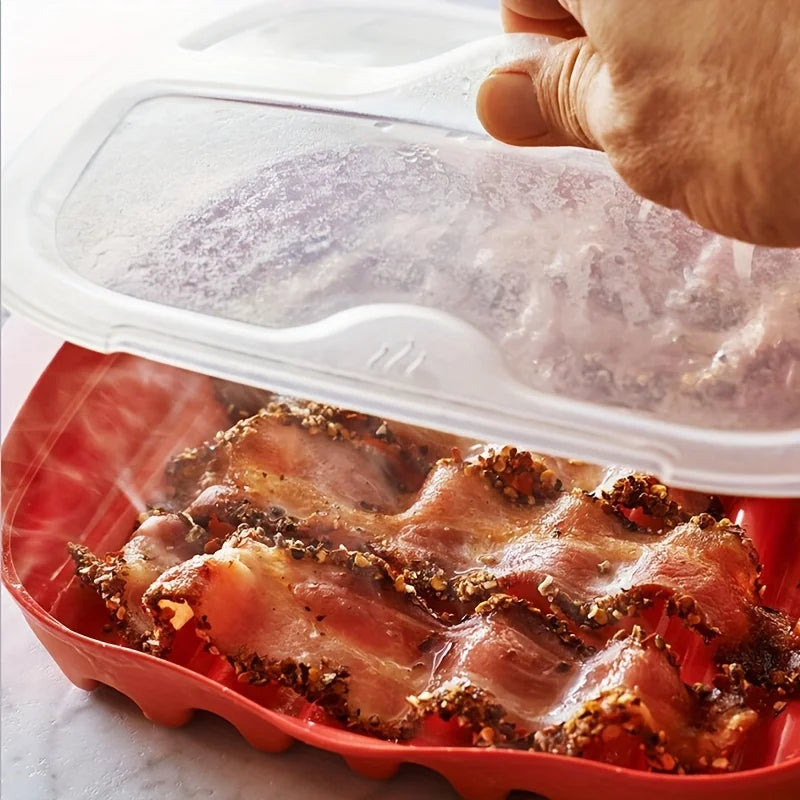 CRISPYWAVE Mikrowellen-Bacon-Grill | Fettarm & Schnell | Auch für Pizza & Snacks