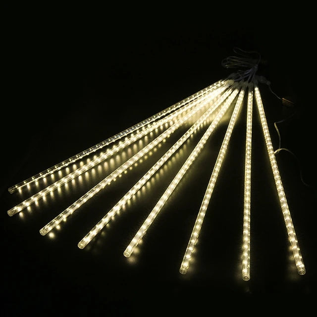 LED Meteor Shower Lichter | 192 LEDs | 8 Röhren à 30 cm | Außen Weihnachts- & Partybeleuchtung | EU-Stecker
