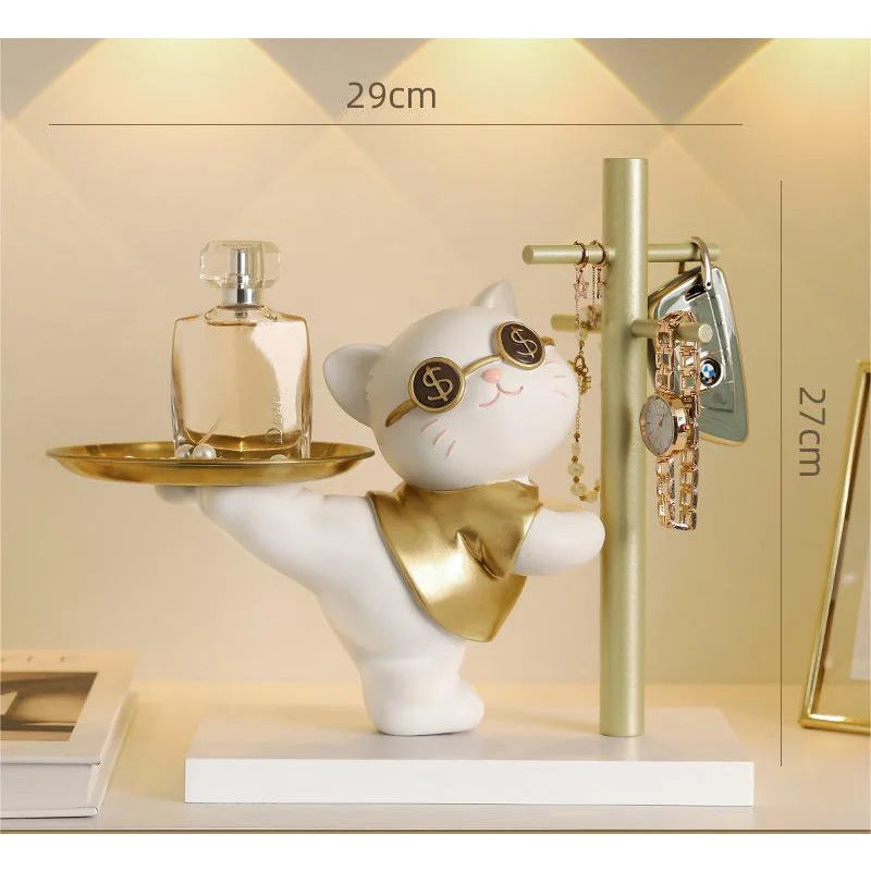 Charmoko Deko-Aufbewahrung mit Glücksbringer | LuckyCat & LuckyRabbit | Schmuck- & Schlüsselablage | Stilvolle Wohnaccessoires
