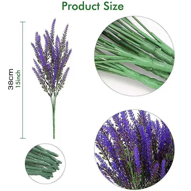 LAVÉON Künstlicher Lavendelstrauß | 5-zweigig | Realistische Blüten & Blätter | 38 cm Höhe | Für Wohnraum, Balkon & Garten