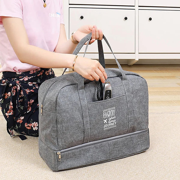 ReiseLuxe  Faltbare Reisetasche Damen | Großes Volumen | Schuhfach & Nassfach | Oxford-Gewebe