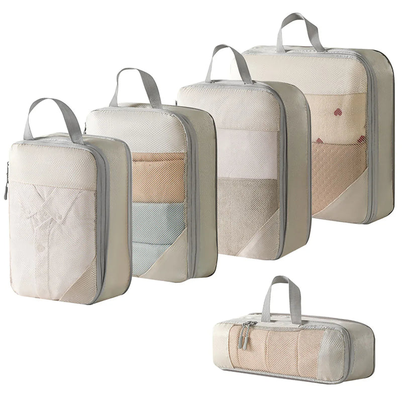PackNest Kompressions-Organizer Set | 5-teilig | Platzsparend & Wasserabweisend | Ideal für Reisen & Alltag