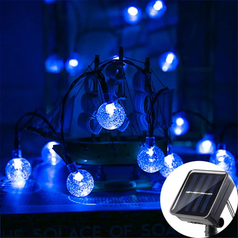 Lunavera Solar Lichterkette mit Kristallkugeln | 20/50/100 LEDs | 8 Modi | Wasserdicht & Outdoor-tauglich