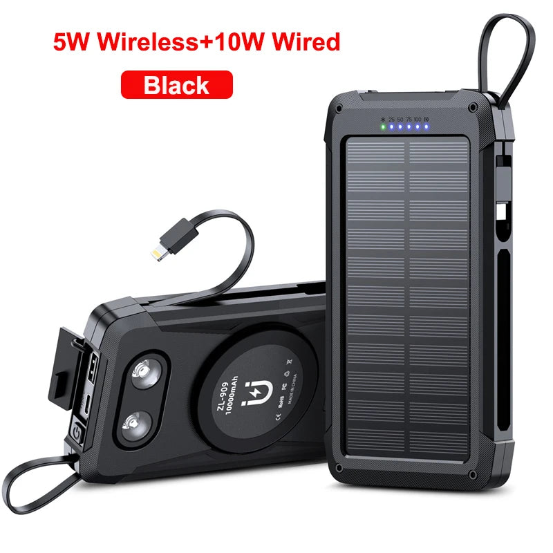 Voltaris MagCharge Solar Powerbank 10000mAh | Magnetisches Wireless Charging | 22,5W Schnellladefunktion | Mit Kabel & Taschenlampe | Für iPhone, Samsung & Co.