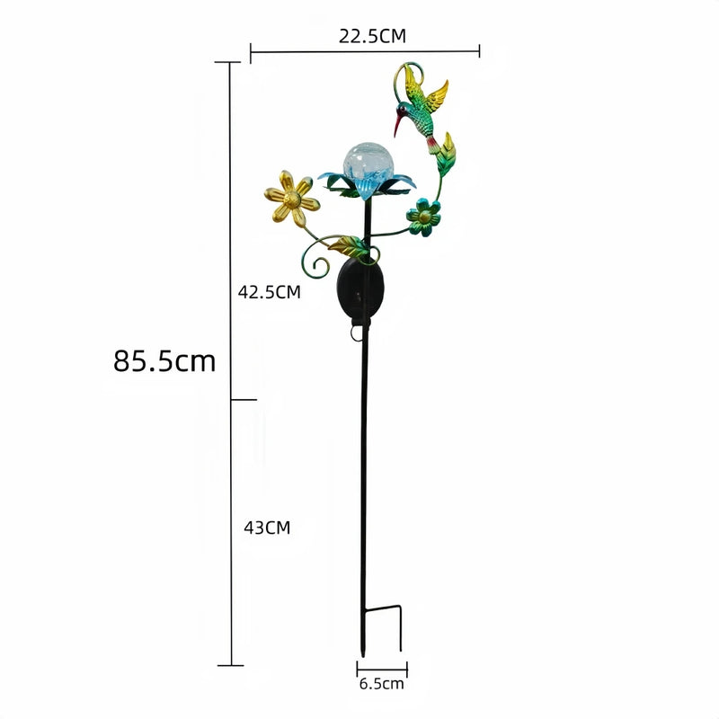 Floravina Sonnenblüte Solar Gartenstecker Blume mit LED | Glasblüte & Eisenstab | Automatisches Licht bei Dämmerung | Für Garten, Balkon & Terrasse