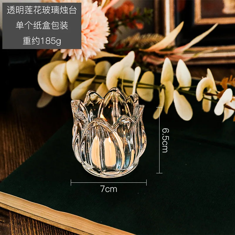Tulivienne Kerzenhalter | Vintage Glas | Romantischer Retro-Stil | Transparent