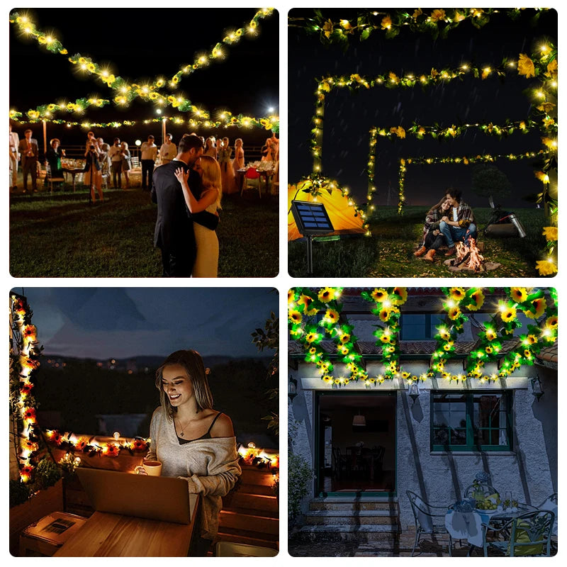 Solar-Lichterkette Floralina | Gänseblümchen-Design | 8 Modi & Solarenergie | Für Garten, Hochzeit & Deko