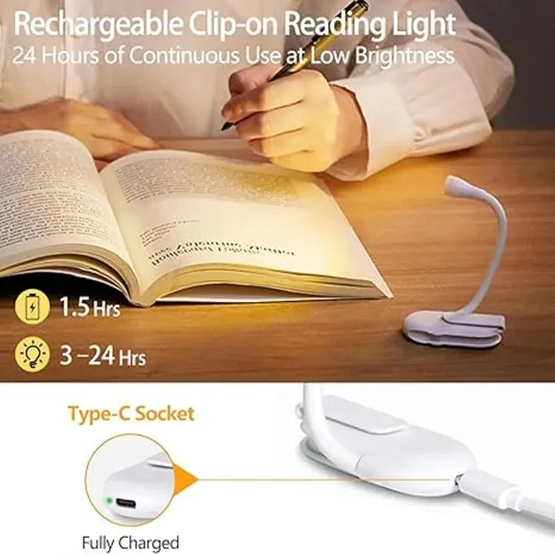 LumeaClip Mini | Mini LED Leselampe | 360° Flex-Clip | 3 Lichtfarben | Wiederaufladbar