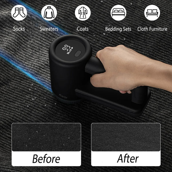 Texora Fusselentferner | Wiederaufladbar | 3 Geschwindigkeiten | LED Display | 2000 mAh Akku