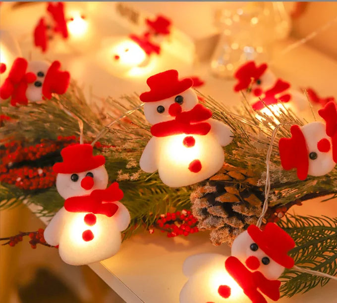 LED Schneemann Lichterkette | 1,5 m mit 10 LEDs | Weihnachtsdeko für Wohnzimmer, Kinderzimmer, Hochzeit & Party | FrostiGlow