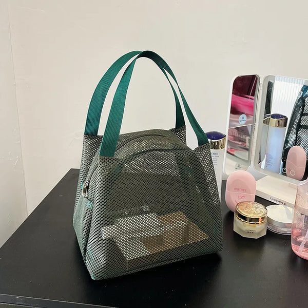 Ventora FlexBag Mesh-Tasche mit Griff | Großes Volumen & Vielseitig | Für Reise, Strand & Kosmetik