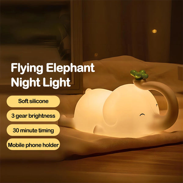 EleLumo Kinder Nachtlicht Elefant | Weiches Silikon | Dimmbar & Timer | Wiederaufladbar