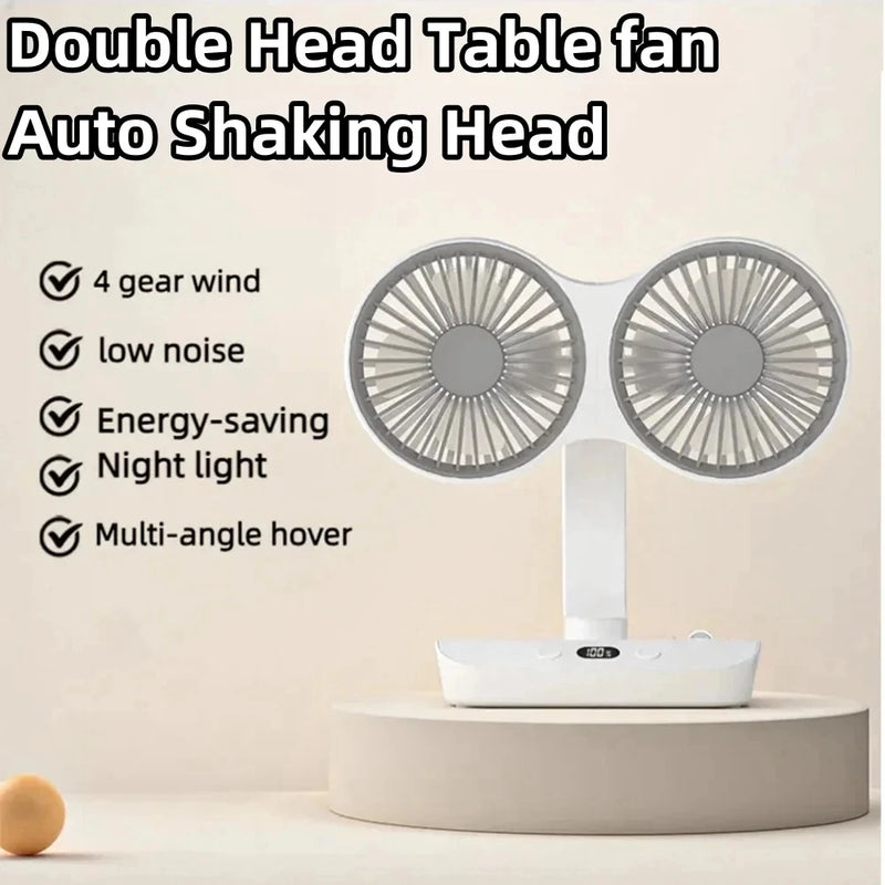 Brisano Tischventilator Kabellos | 8000mAh Akku | 90° Schwenkbar & 4-Stufen Wind | LED-Anzeige & USB-Ladung