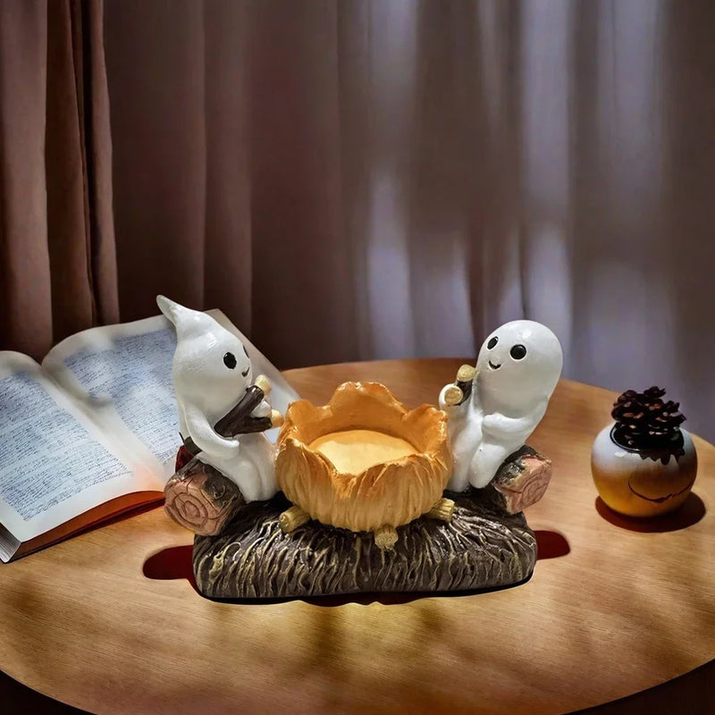 SpiritFlame | Halloween Geister-Lagerfeuer Halter | Flacker-Effekt & Metallständer | Deko ohne Kerzen