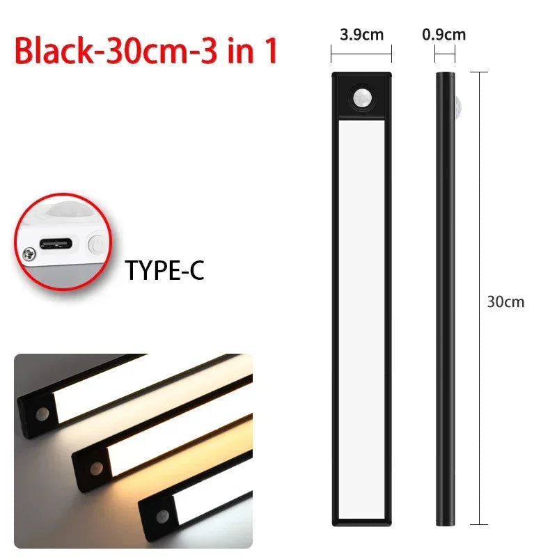 LED Schranklicht LumoSense | Bewegungsmelder & USB-C | 3 Lichtfarben | 20–60 cm