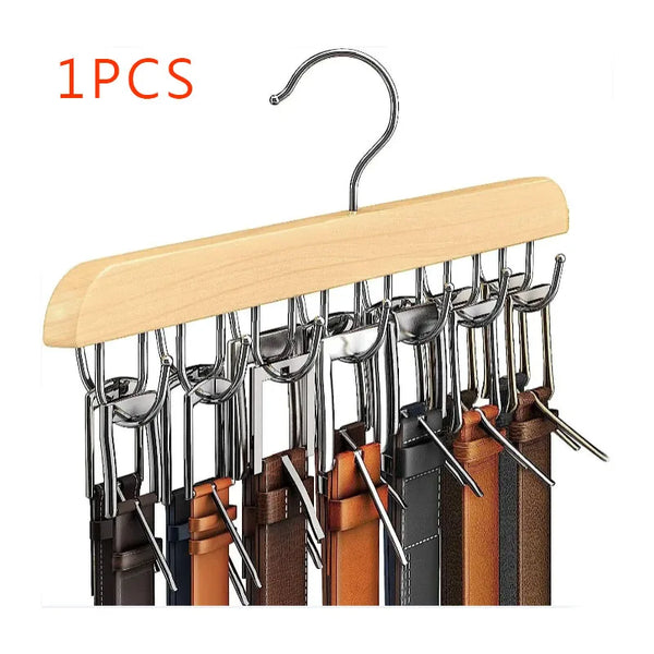 Hangurel Gürtel- & Schalhalter aus Holz | Platzsparender Kleiderschrank-Organizer | Für Gürtel, Krawatten & Accessoires