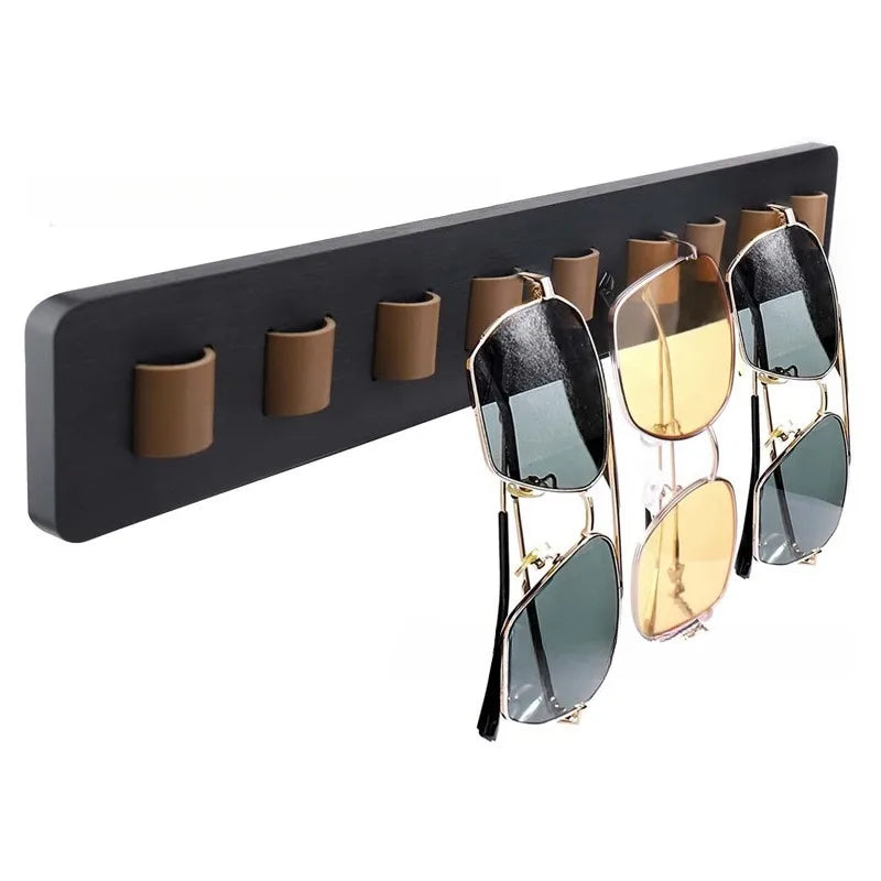 VisionaryRack Wandhalterung für Brillen | Holz & PU-Leder | Platz für mehrere Sonnen- & Lesebrillen | 40 × 5,3 cm