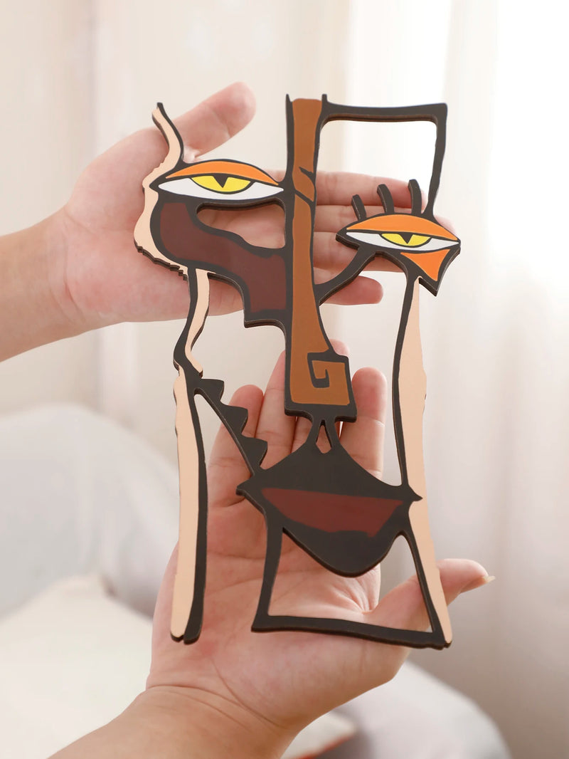 Aurevo Wanddeko Holz | Abstraktes Gesicht | Moderne Wandkunst | Für Wohnzimmer, Schlafzimmer & Büro