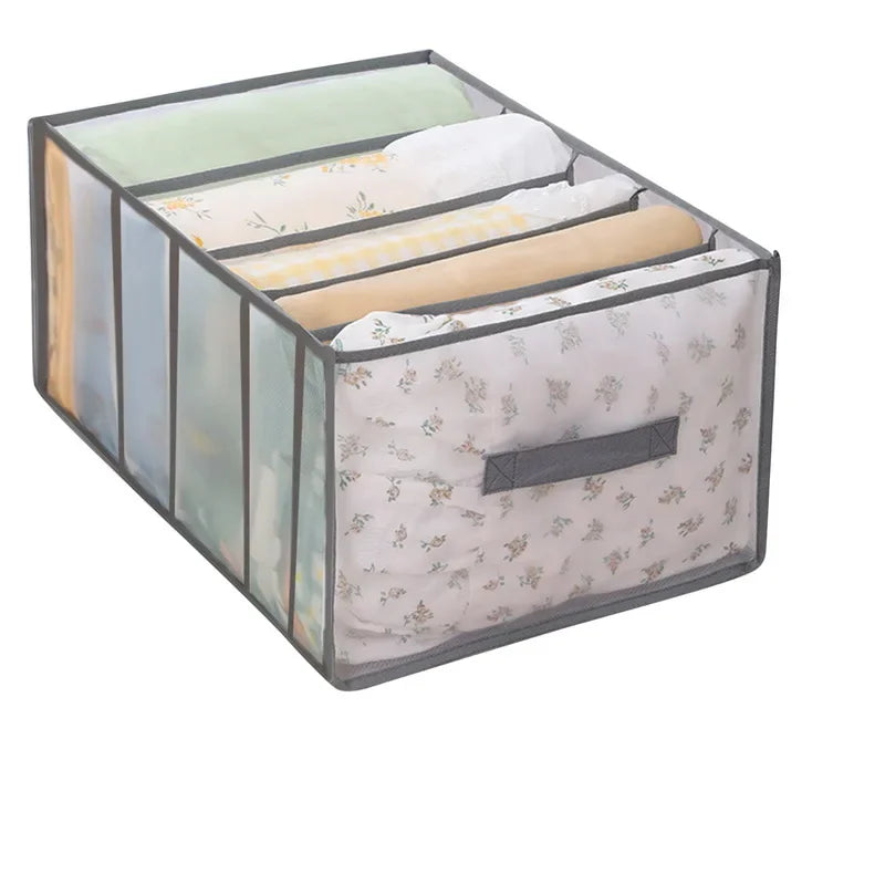 Aufbewahrungsbox OrdiLuxe | Mit 5 Fächern & Netzsichtfenster | Faltbar & Waschbar | 44 × 33 × 22 cm