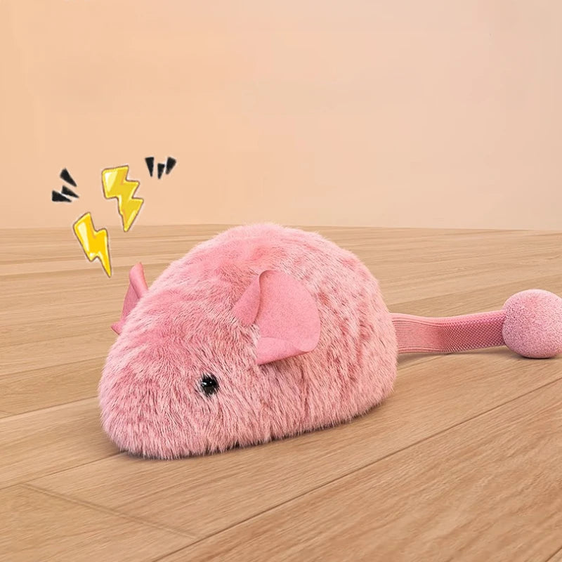 FelioFun Interaktive Plüschmaus | Mit Tiergeräuschen & Leuchtfunktion | 15 cm | Katzenspielzeug