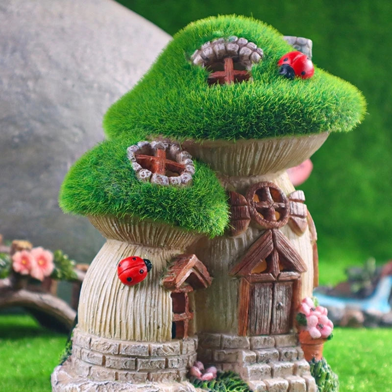 LUMORA Solar Feenhaus | Resin Pilzhaus | Wetterfest & LED-Beleuchtung | Gartendeko 18 × 16 × 11 cm