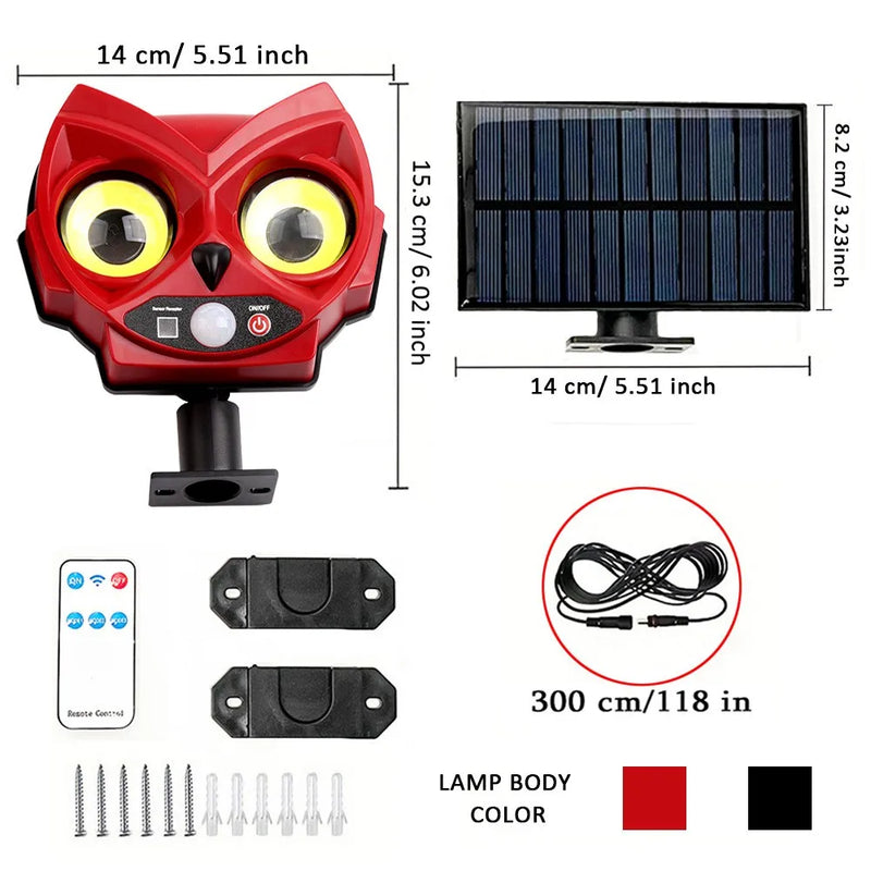 Soluvia Solar Wandleuchte Eule | Bewegungsmelder & 3 Lichtmodi | Wetterfest IP54 | Garten Deko