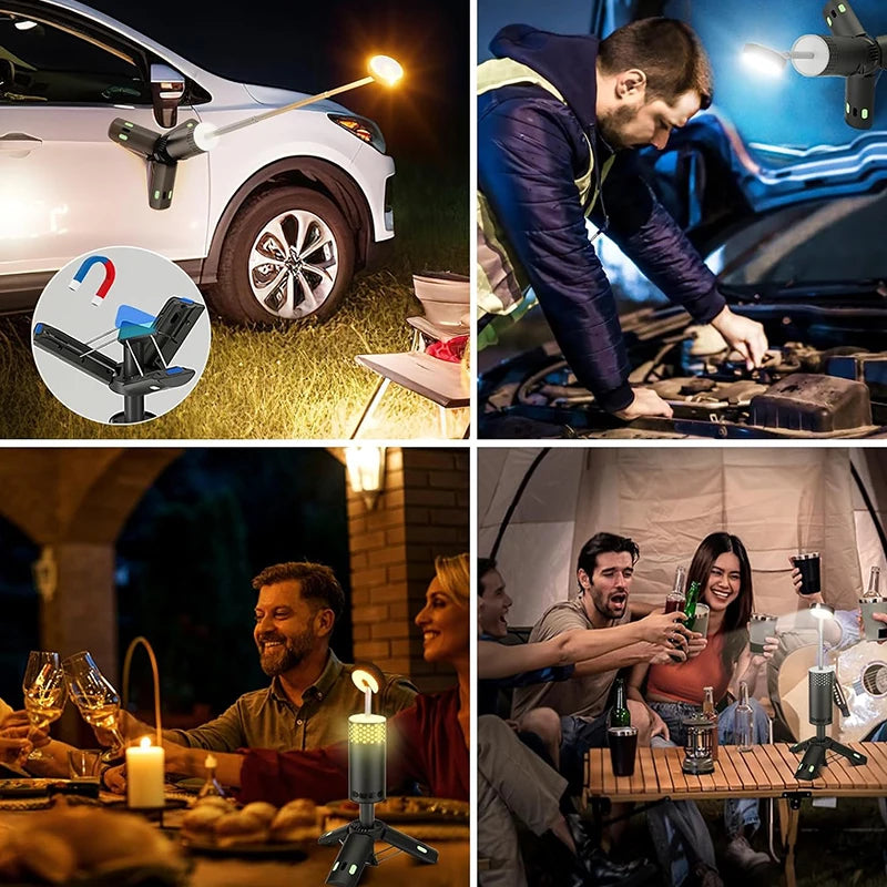 LumaPeak Campinglampe | 10.000 mAh Akku | Teleskop-Design & Stativ | Dimmbar mit SOS-Funktion | Outdoor & Notfalllampe
