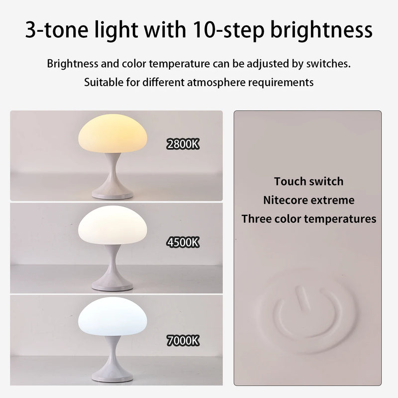 MushLume LED Tischlampe | Niedliches Pilzdesign | 3 Lichtmodi & 10 Helligkeitsstufen | Augenschonend | 20 × 23 cm