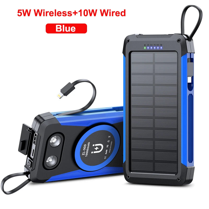 Voltaris MagCharge Solar Powerbank 10000mAh | Magnetisches Wireless Charging | 22,5W Schnellladefunktion | Mit Kabel & Taschenlampe | Für iPhone, Samsung & Co.