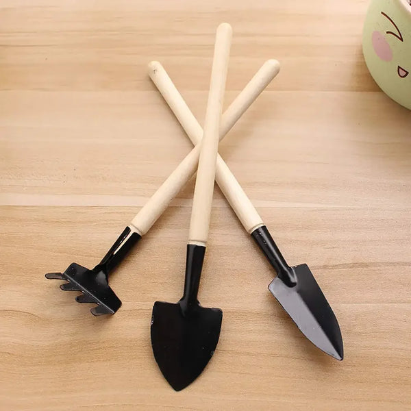 Floravio Mini Gartenwerkzeug-Set | Ideal für Sukkulenten & Bonsai | Ergonomisch & Robust | Holz & Stahl