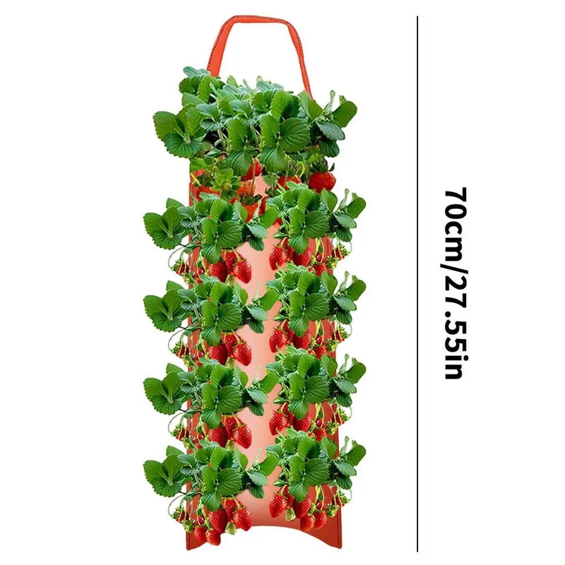 GrünHäng Pflanztasche mit 4/6/8/10 Öffnungen | Hängend & Atmungsaktiv | Für Erdbeeren, Tomaten & Kräuter | Robustes Canvas-Gewebe