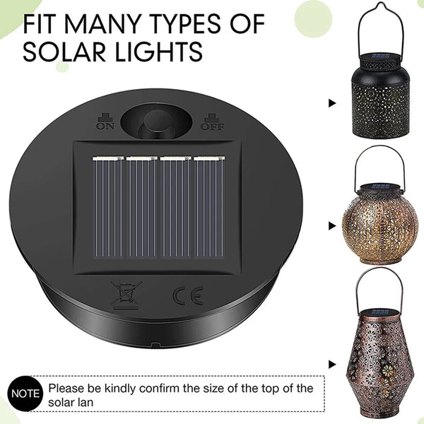 Solaverna 6er Set Solar-Ersatzdeckel für Gartenlaternen | Ø 7 cm | LED-Leuchten mit Solarpanel | Wasserdicht & Automatisch