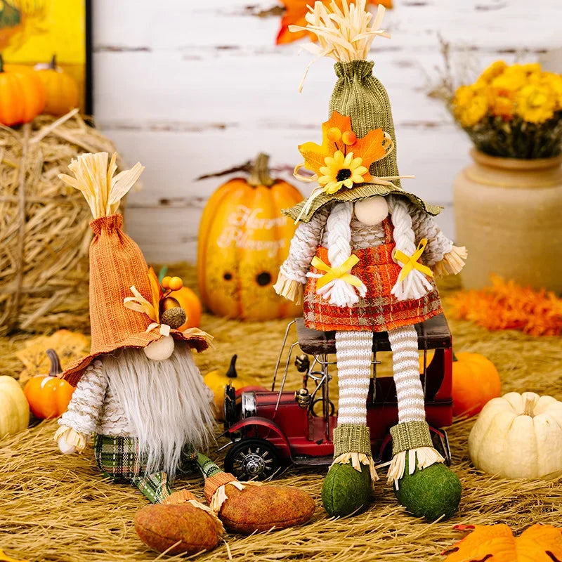 Herbst-Wichtel PumpkinGnome | Mit Kürbis, Sonnenblume & Ahornblatt | Dekofigur für Erntedank & Herbst