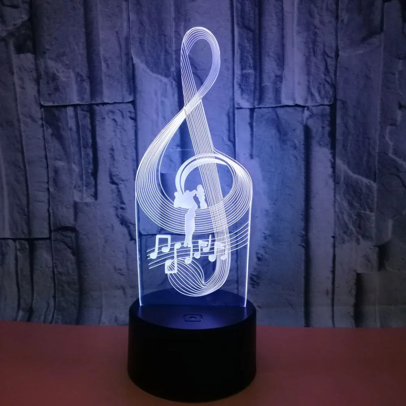 MelodyGlow | 3D LED Nachtlampe | Musiknoten Design | 7 Farben wechselnd & Touch-Steuerung