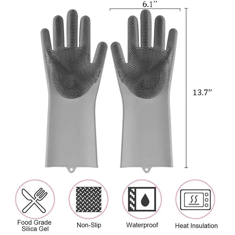 Spül- & Reinigunghandschuhe CleanGlove MagicScrub | Silikon-Handschuhe mit Bürstenstruktur | Hitzebeständig & lebensmittelecht | 32,5×11,5 cm