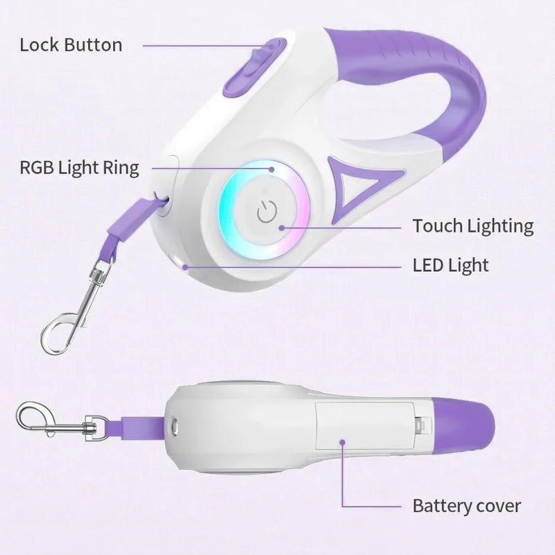 LED Hundeleine LumiLeash FlexiLight | Ausziehbare Leine mit Beleuchtung | 3 m & 5 m Länge | Für Hunde & Katzen bis 35 kg