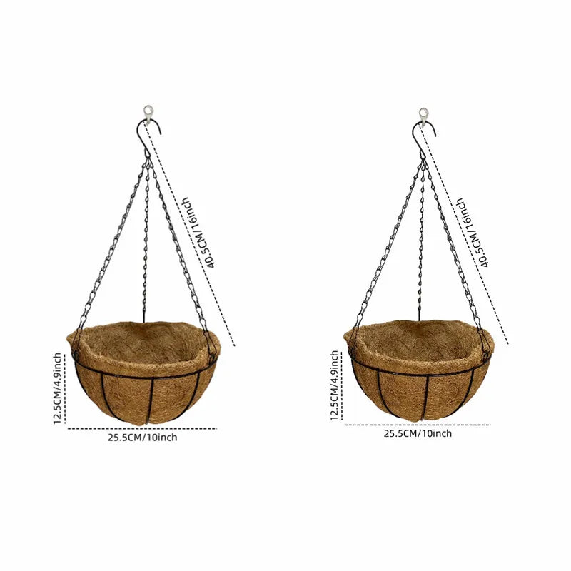 Florandi HangPot Hängender Blumentopf mit Kokosfaser-Einsatz | Wetterfest & Stabil | Ø ca. 30 cm | Mit Kette & Haken