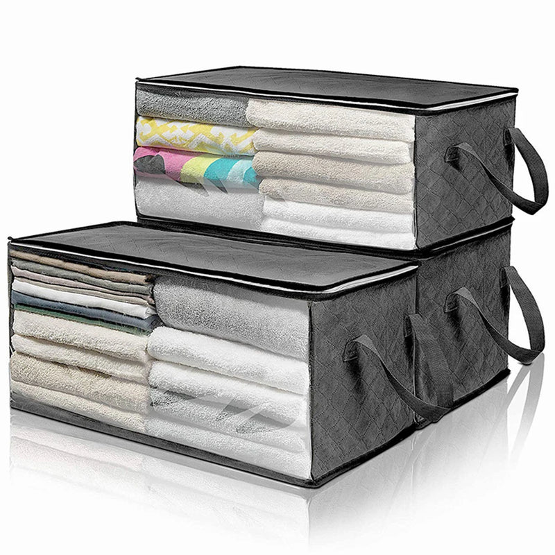 Faltbare Aufbewahrungstasche ClothNest ClearBox | 58×31×30 cm | Mit Sichtfenster & Reißverschluss | Decken-, Pullover- & Kleiderorganizer für Schlafzimmer & Kleiderschrank