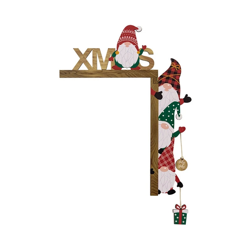 Weihnachtsecke Deko SantaCorner | Holz Tür- & Wandecke Dekoration | Lustiges Weihnachtsmotiv mit Wichteln & Weihnachtsmann | 3D Holzschild