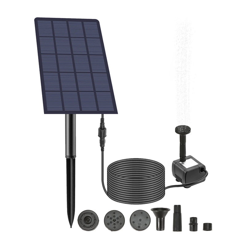 Solar Springbrunnen SOLAQUA | 6-in-1 Set mit 4 Düsen | Ohne Stromanschluss | Für Teich & Garten